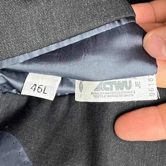 Hart Schaffner Marx Blazer Mens 46L Gray Excellent Wool Gold Trumpeter Jacket - Picture 8 of 11